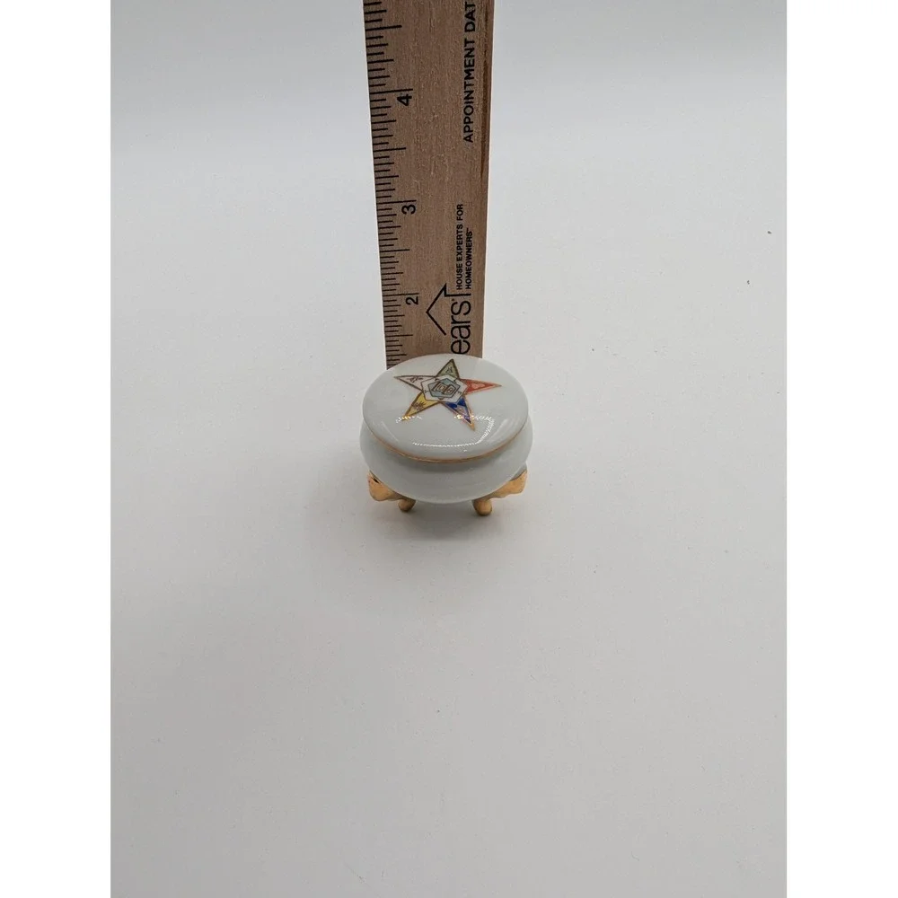 Vintage Order of the Eastern Star Porcelain Trinket Box F.N. Kistner Chicago